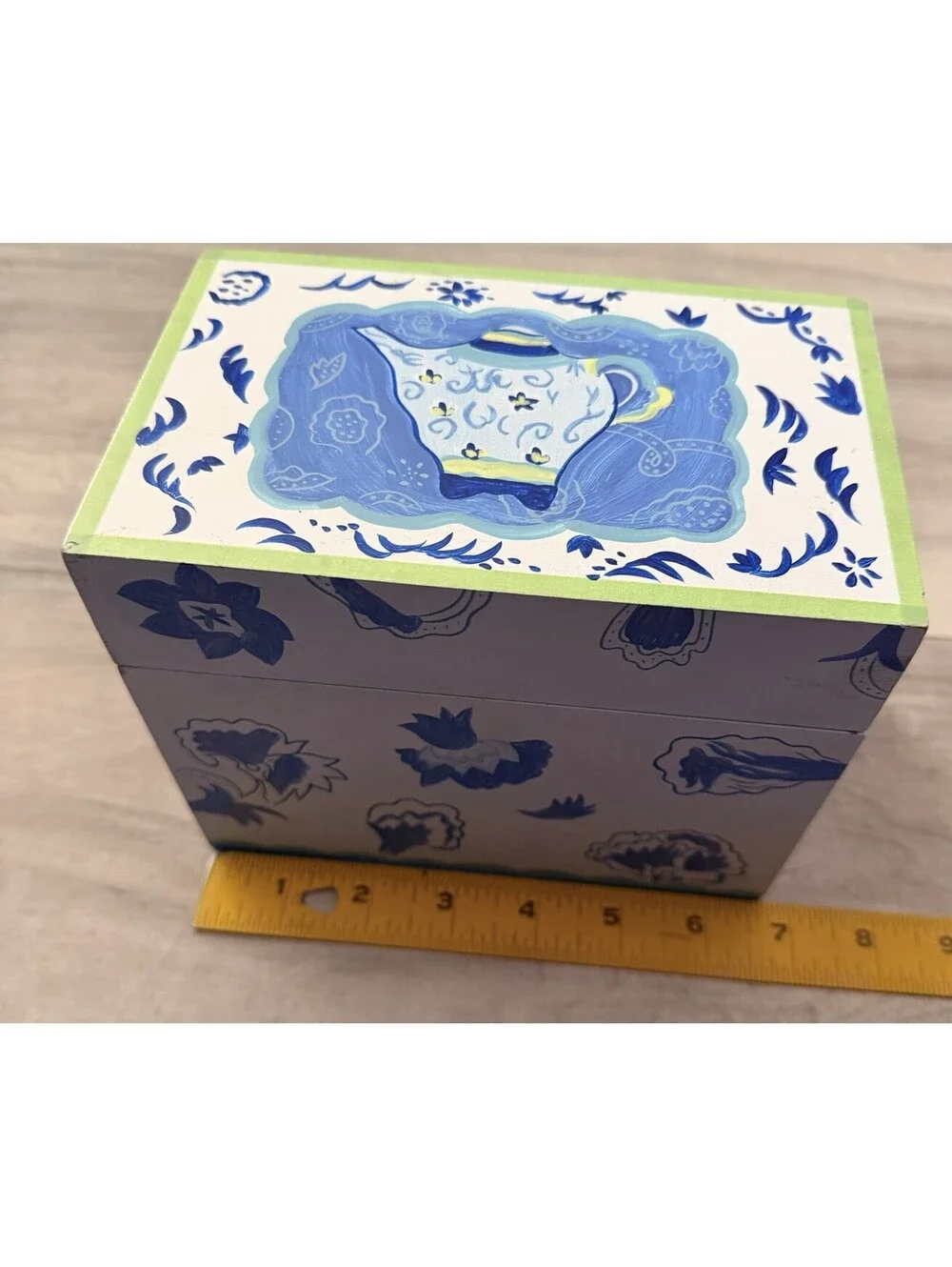 Hallmark Recipe Box By Kimberly Hodges Blue Green Teapot Design